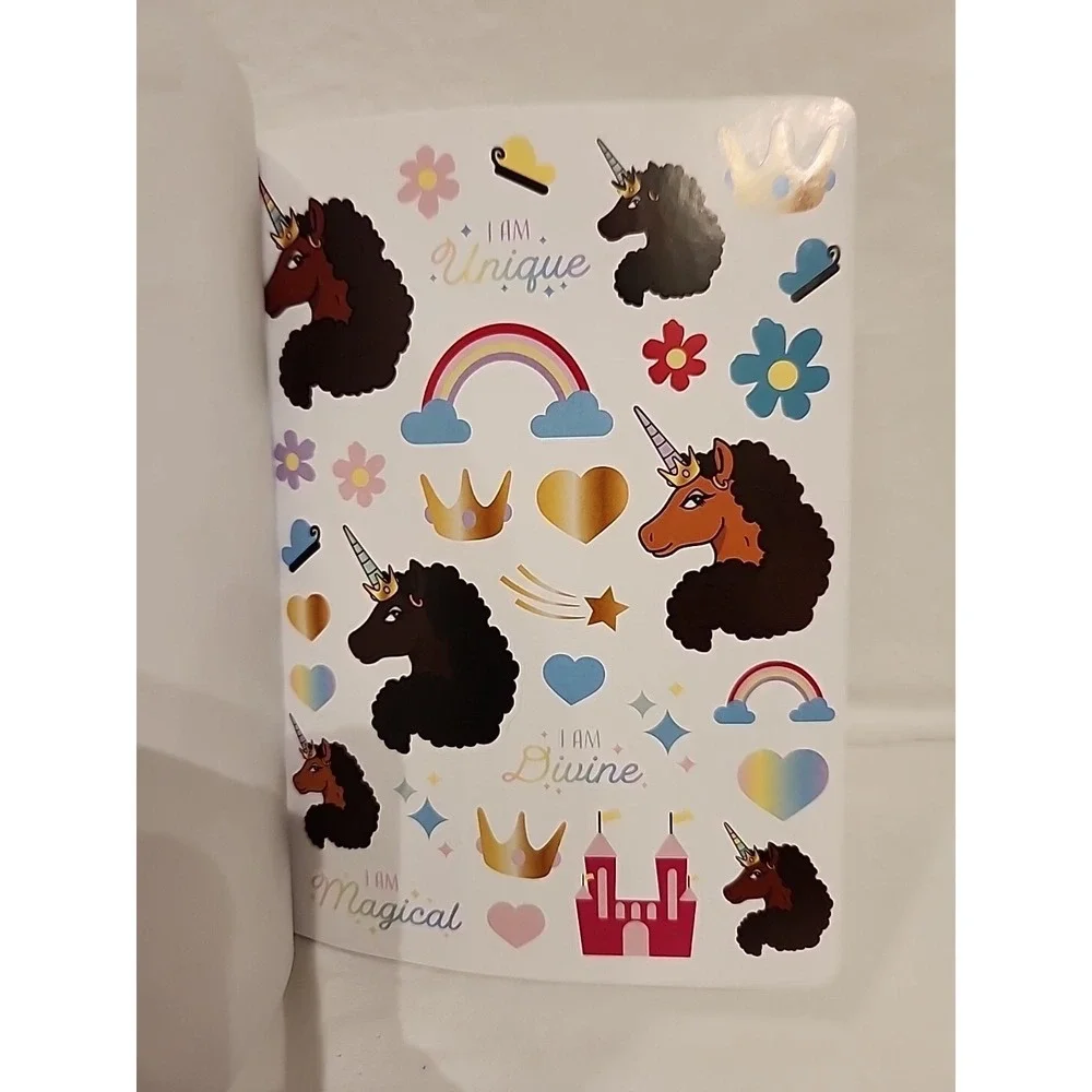 Afro Unicorn You are Unique Lined journal notebook with over 60 stickers
